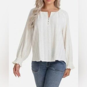 Frye Peasant Style Textured Long Sleeved Blouse